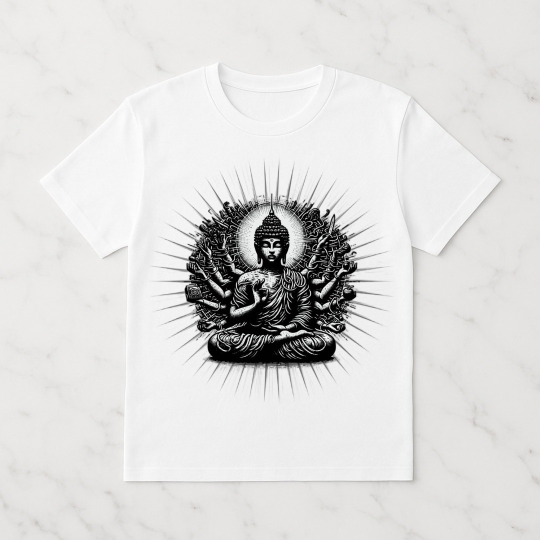 Buddha White Classic Crew T-Shirt