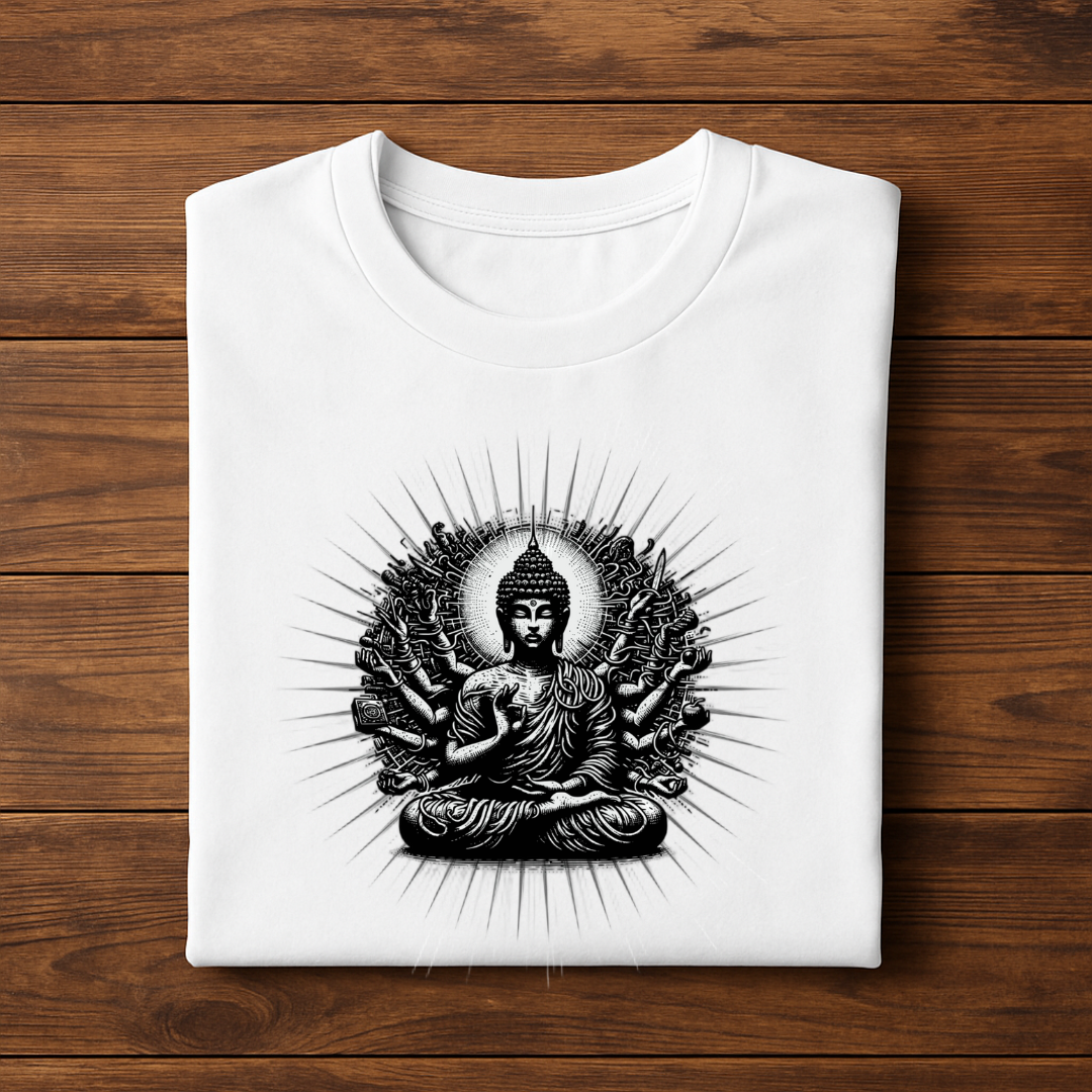 Buddha White Classic Crew T-Shirt