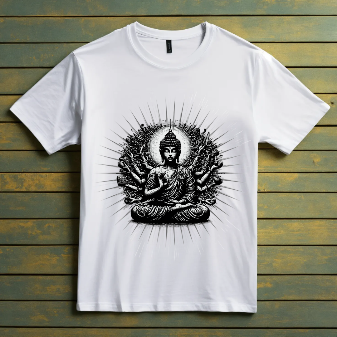 Buddha White Classic Crew T-Shirt