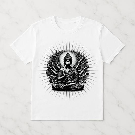 Buddha White Classic Crew T-Shirt