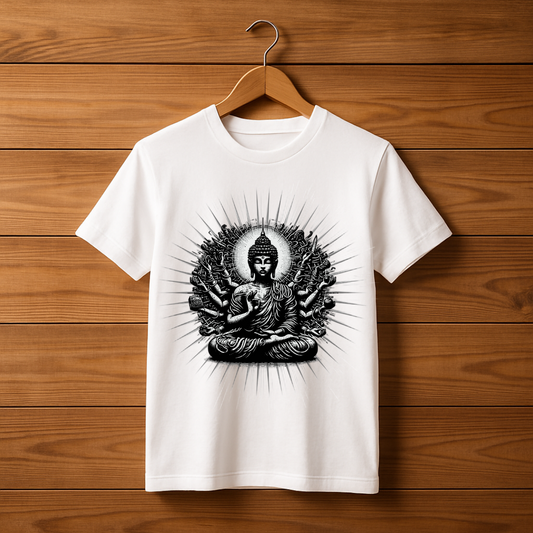 Buddha White Classic Crew T-Shirt